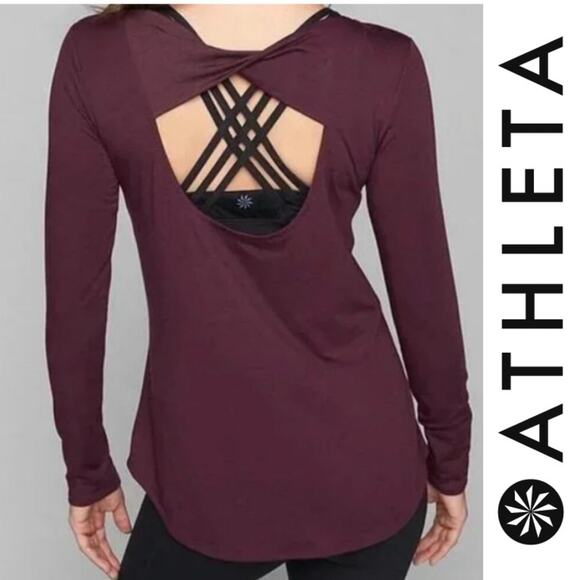 Athleta Open Back Flexlight Twist Top Long Sleeve Lightweight Athleisure Sz: L - Picture 1 of 7